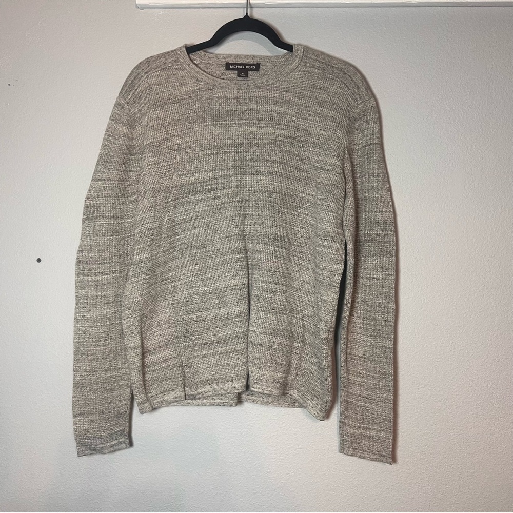 Michael Kors Crewneck Sweater Heathered Gray Men's Cotton Wool Size Medium